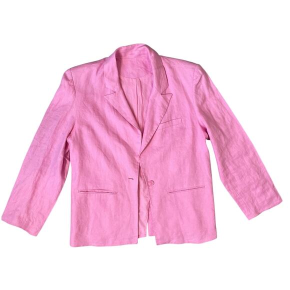 NA-KD ART Oversized Linen Blazer Pink Unisex Editorial Statement Jacket - Picture 9 of 9